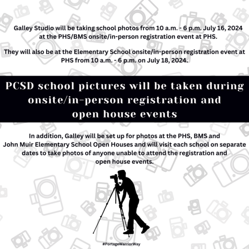 Graphic of PCSD school photo dates, times and locations